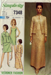 7348 1967 CLASSIC SLVLSS DRESS LENGTHS,OPEN JACKET PATTERN 14